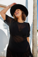 Thumbnail for Black Dobby Lucia Midi Dress