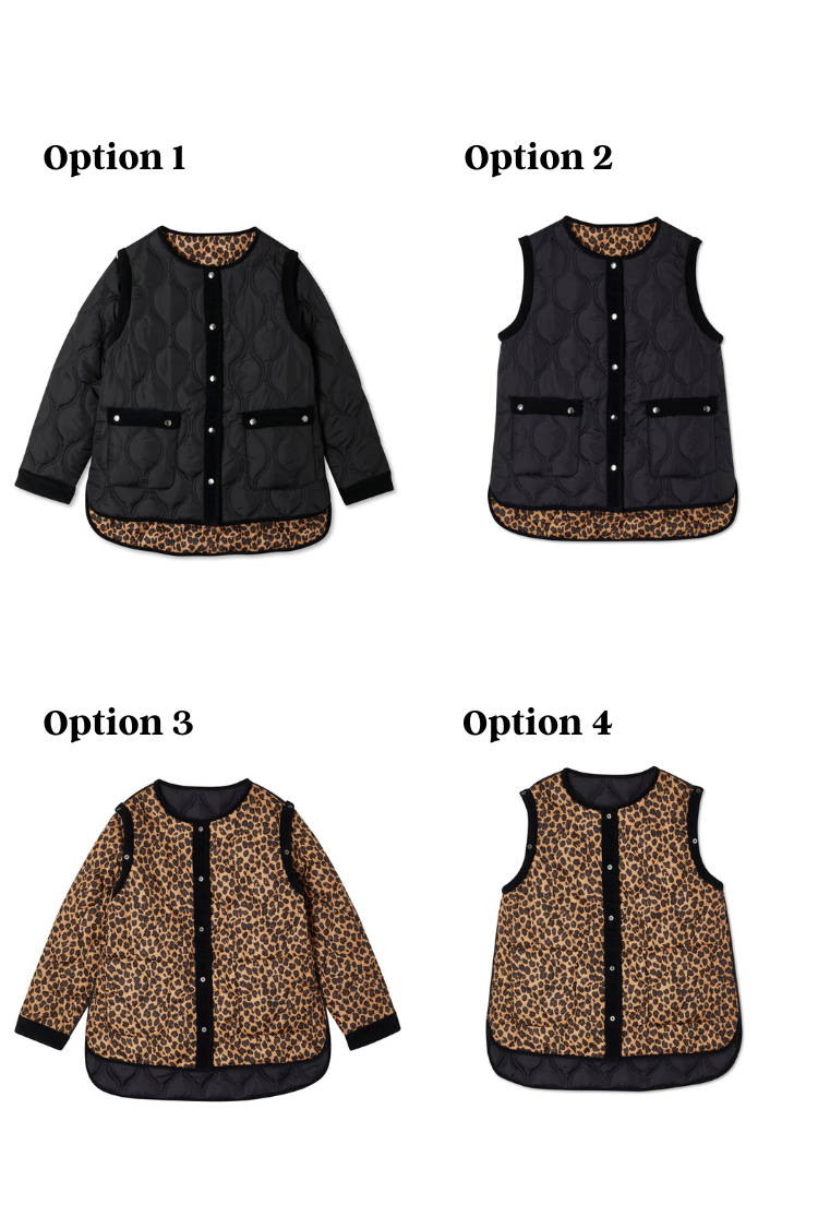 Black And Leopard Multi Wear Jacket Never Fully Dressed