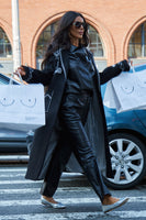 Thumbnail for model wearing Black Embroidered Geneva Coat