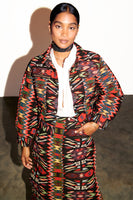 Thumbnail for Model wearing the Abstract Print Jacket
