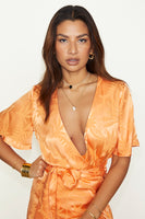 Thumbnail for caption_Model wears Apricot Palm Vienna Dress in UK size 10/ US 6
