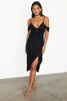 Thumbnail for caption_Model wears Black Cassie Dress in UK size 10/ US 6