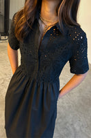 Thumbnail for  caption_Model wears Black Palm Broderie Hayley Dress in UK size 10/ US 6