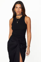 Thumbnail for caption_Model wears  Black Linen Jaspre Skirt in UK size 10/ US 6