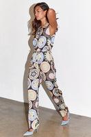 Thumbnail for caption_Model wears Black Mosaic Plate Jumpsuit in UK size 10/ US 6