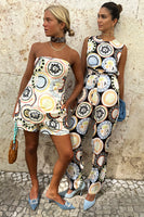 Thumbnail for caption_Model wears Black Mosaic Plate Jumpsuit in UK size 10/ US 6