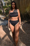 Black Leaf One Shoulder Bikini Top