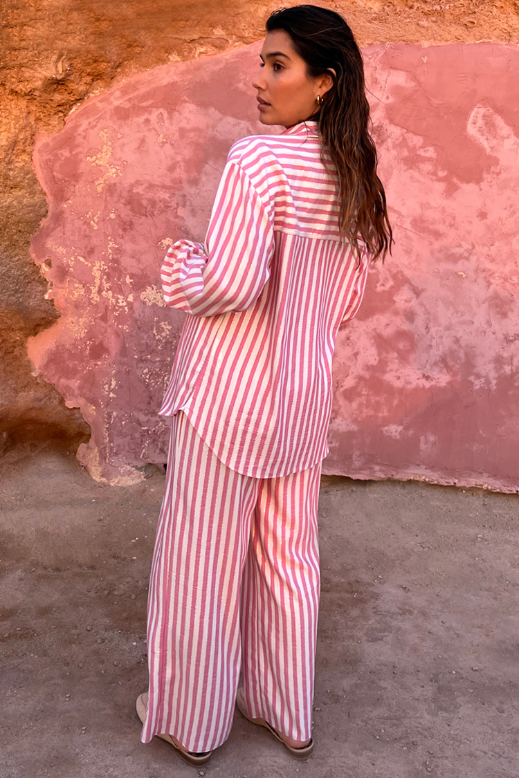 Pink Stripe Elissa Wide Leg Trousers – Never Fully Dressed