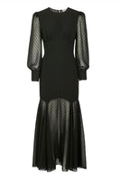 Thumbnail for Black Dobby Midi Dress
