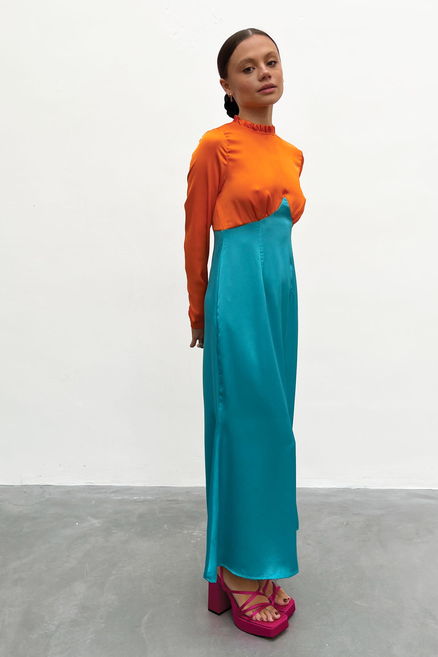 Orange And Aqua Lily Dress