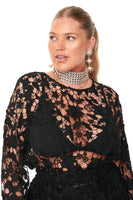 Thumbnail for Model wearing Black Lace Top standing facing the camera