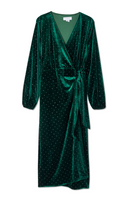 Thumbnail for Emerald Velvet Violet Wrap Dress