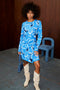 Blue Animal Knit Mini Sydney Dress