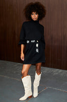 Thumbnail for Model wearing Black Lyon Belted Knit Dress 