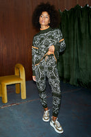 Thumbnail for Model wearing Khaki Bandana Tapered Leg Knit Joggers