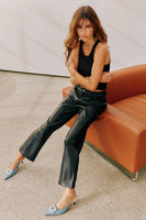 Thumbnail for caption_Model wears Black Vegan Leather Trousers in UK 10 / US 6