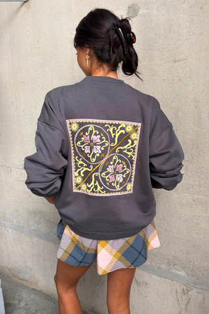 Charcoal Grey Embroidery Elements Sweatshirt