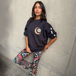 Black Embroidery Elements Sweatshirt
