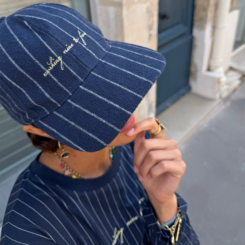 Navy Pinstripe Cap