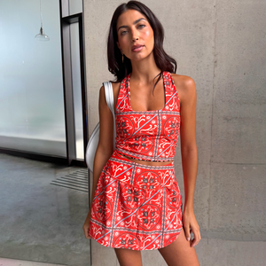Red Paisley Skort
