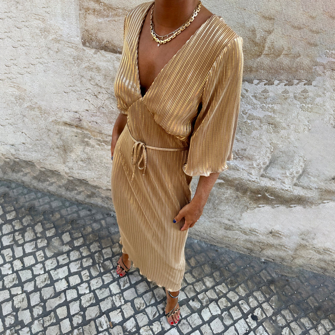 Gold Plisse Dress  Never Fully Dressed