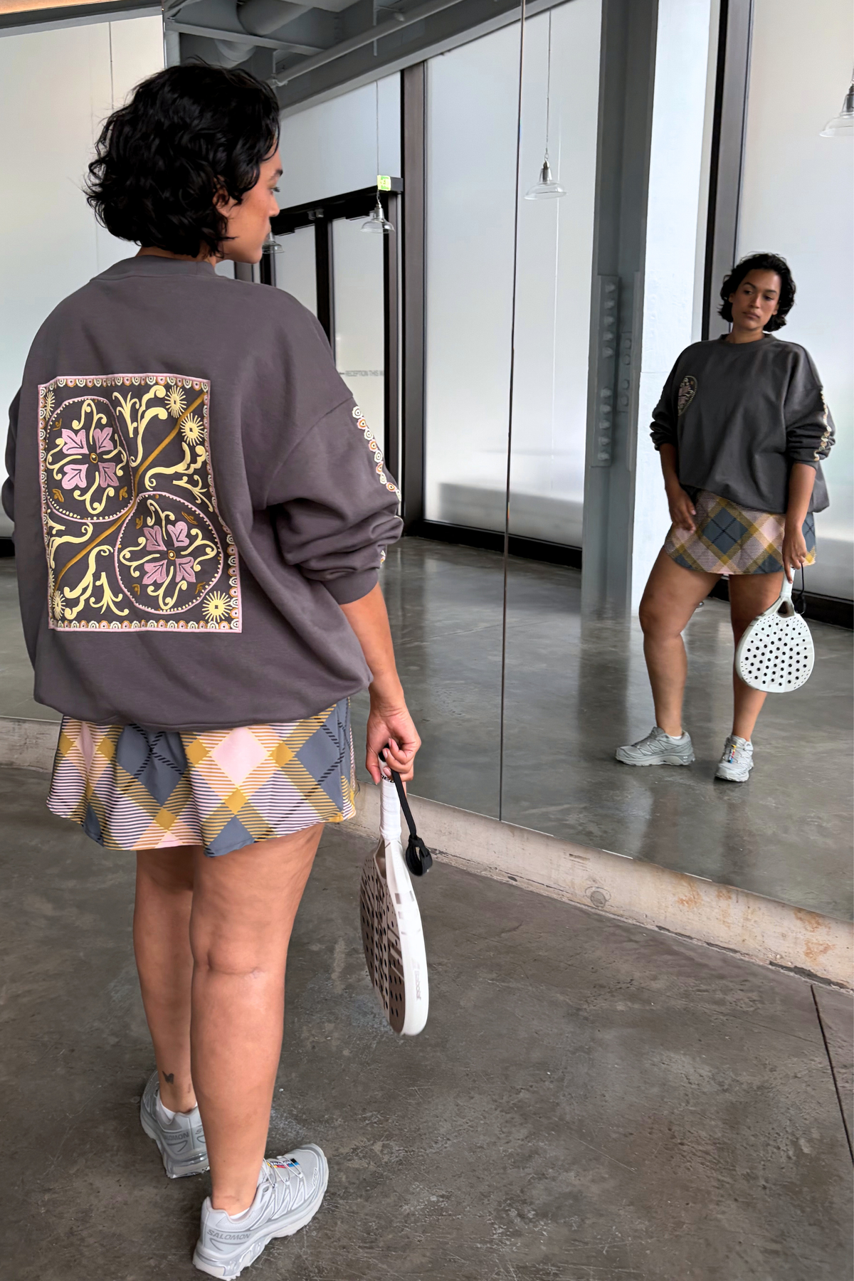 Charcoal Grey Embroidery Elements Sweatshirt