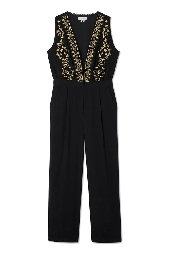 Black Embroidered Jumpsuit Petite – Never Fully Dressed
