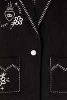 Thumbnail for close up close up of Black Embroidered Geneva Coat