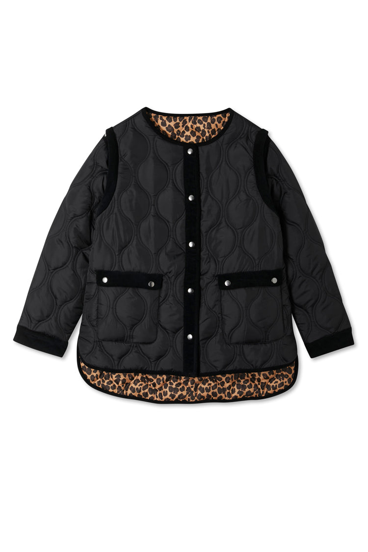 cut out of Black And Leopard Multi-Wear Jacket