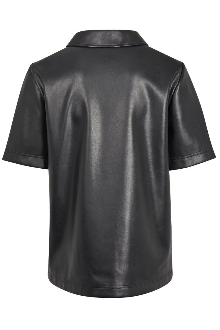 Black Vegan Leather Lizzie Shirt