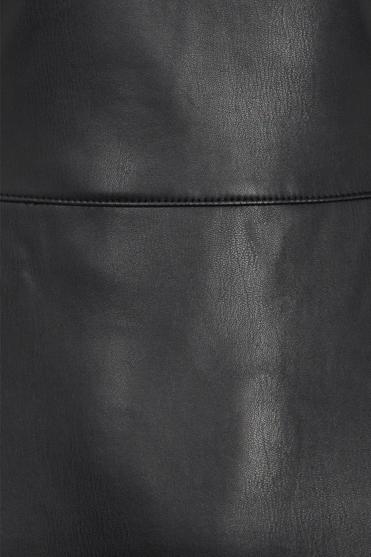 close up of vegan leather louise dress