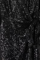 Thumbnail for Close up of sequins on Black Sequin Vienna Wrap dress