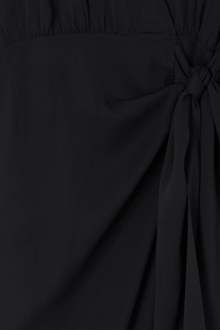 Close up of Black Sheer Midaxi Vienna Dress