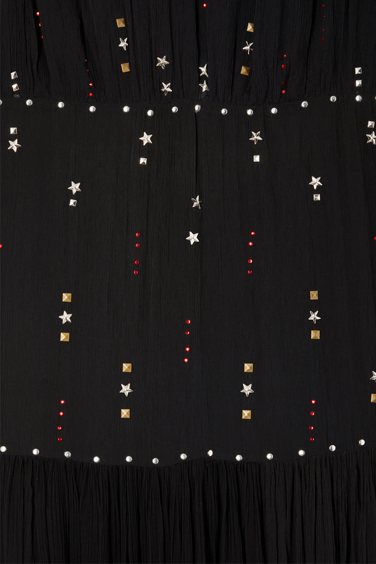 Close up of studs on Black Studded Azelea Dress