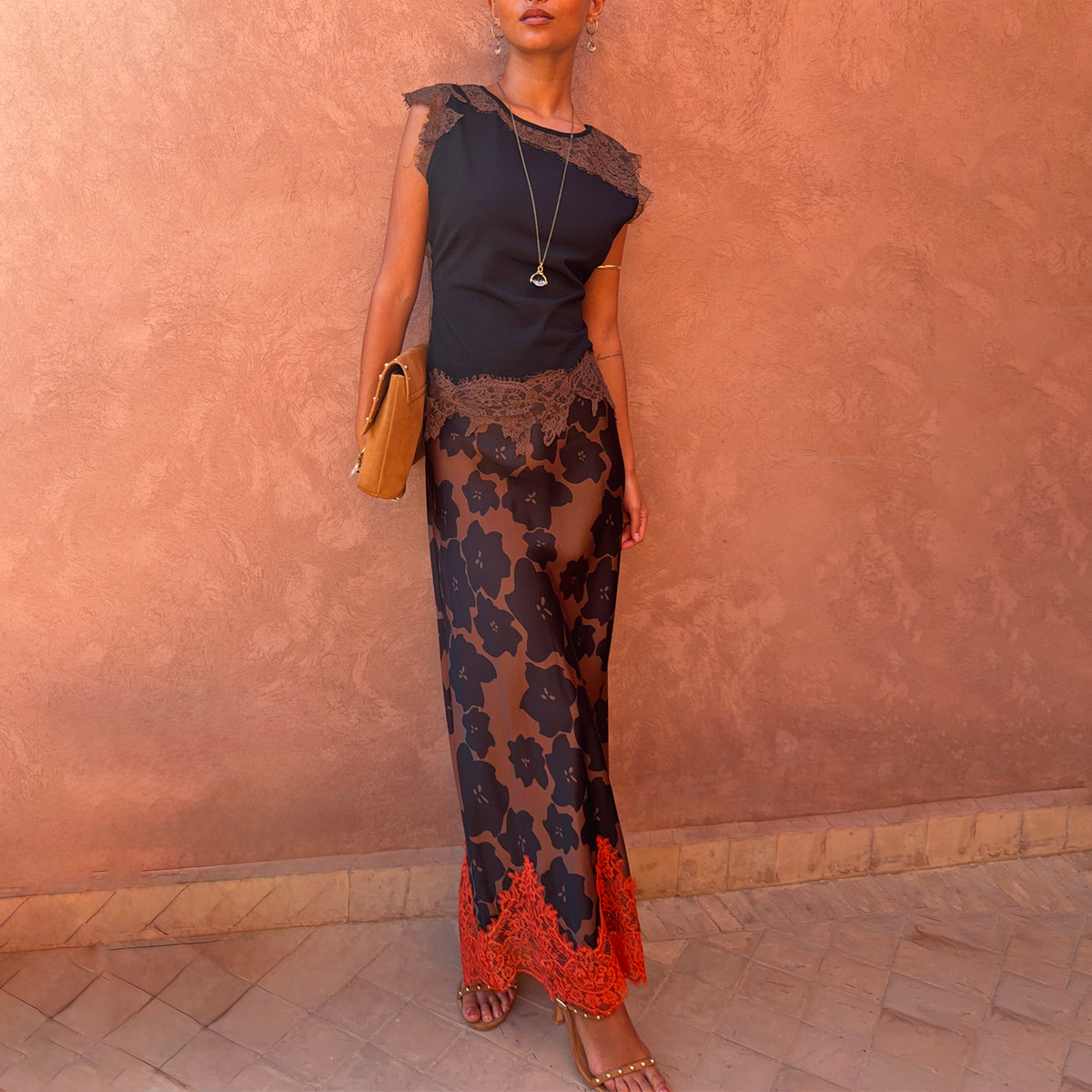 Tan Jaden Floral Maeva Midi Skirt | Never Fully Dressed