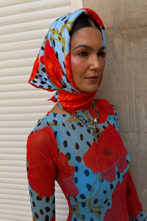 Blue Deer Poppy Bandana
