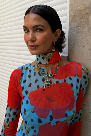 Blue Deer Poppy Bandana