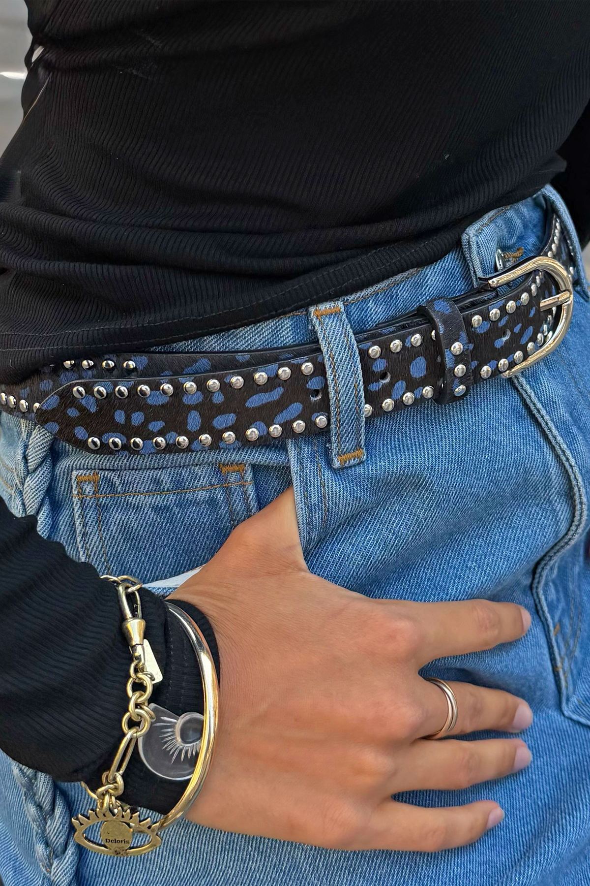Blue Deer Studded Belt