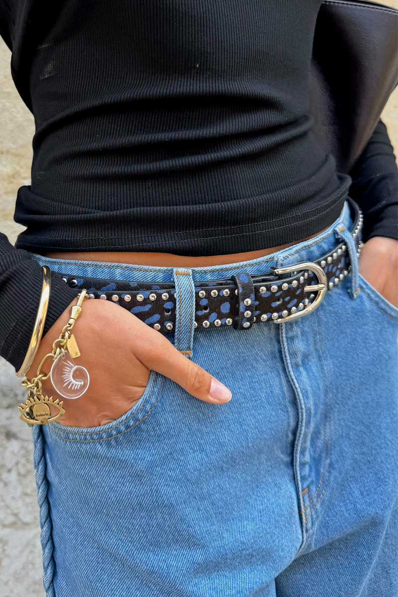 Blue Deer Studded Belt
