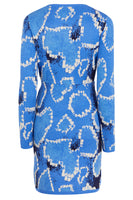 Thumbnail for Back of Blue Animal Knit Mini Sydney Dress
