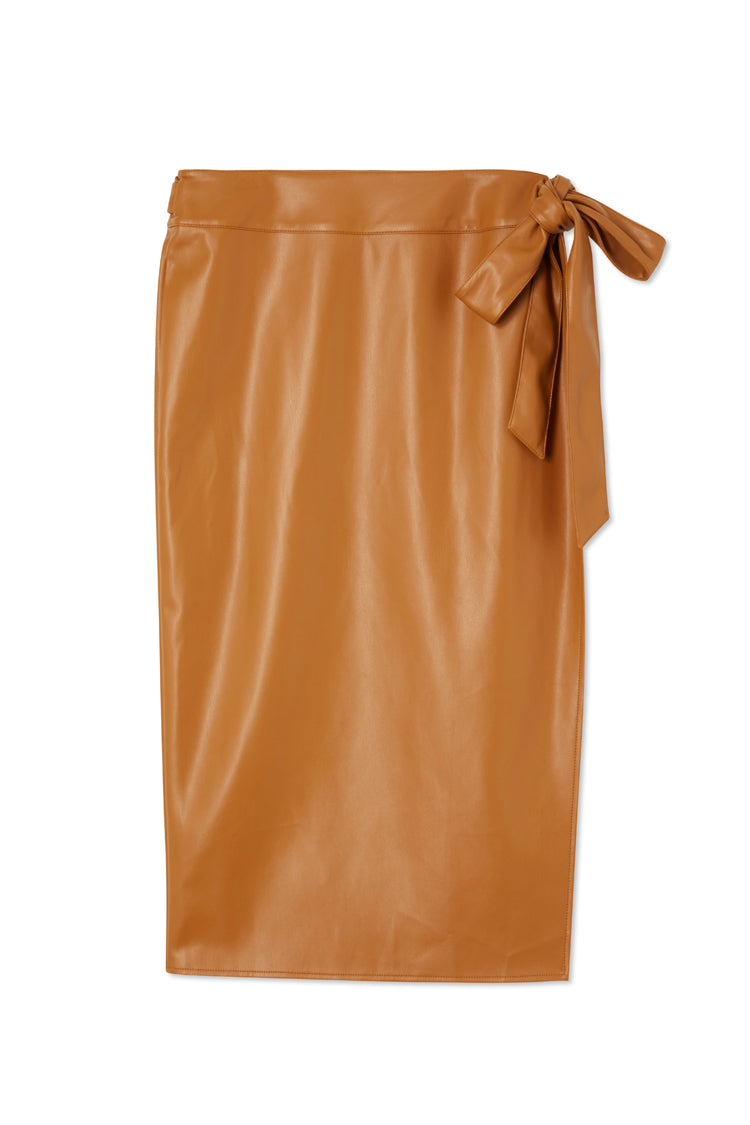 Camel Vegan Leather Jaspre Skirt