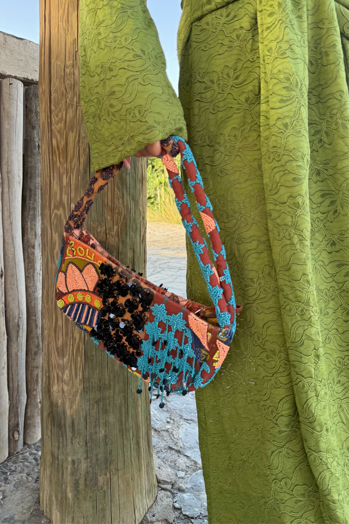 Casablanca Spliced Beaded Bag