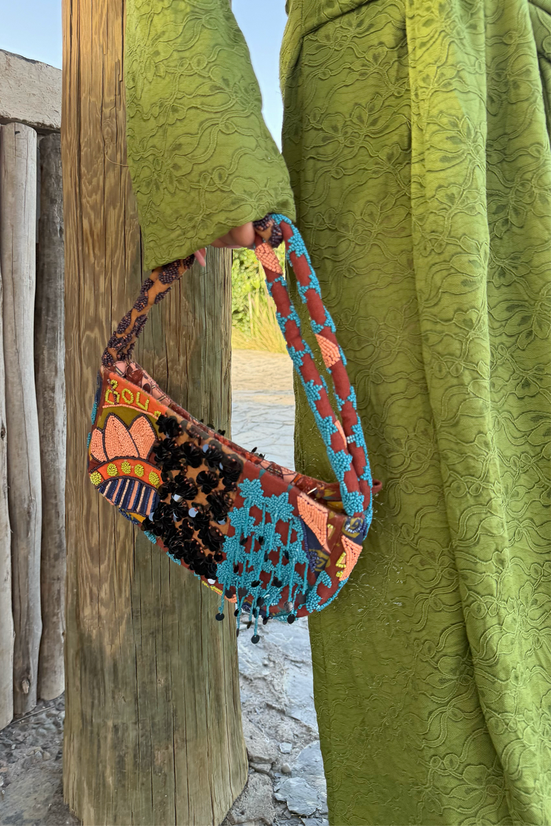 Casablanca Spliced Beaded Bag