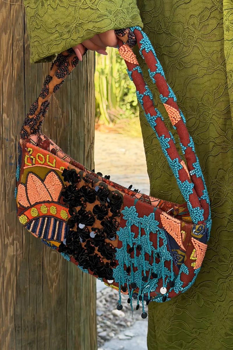 Casablanca Spliced Beaded Bag