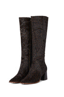 Thumbnail for Leather Chocolate Leopard Knee High Boot