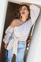 Thumbnail for Model wearing Neutral Stripe Sailor Top