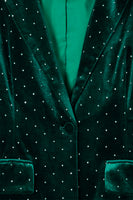 Thumbnail for Close up of Emerald Velvet Quinn Blazer