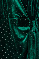 Thumbnail for Close up of Emerald Velvet Violet Wrap Dress