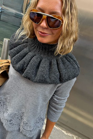 Grey Knit Ruffle Collar