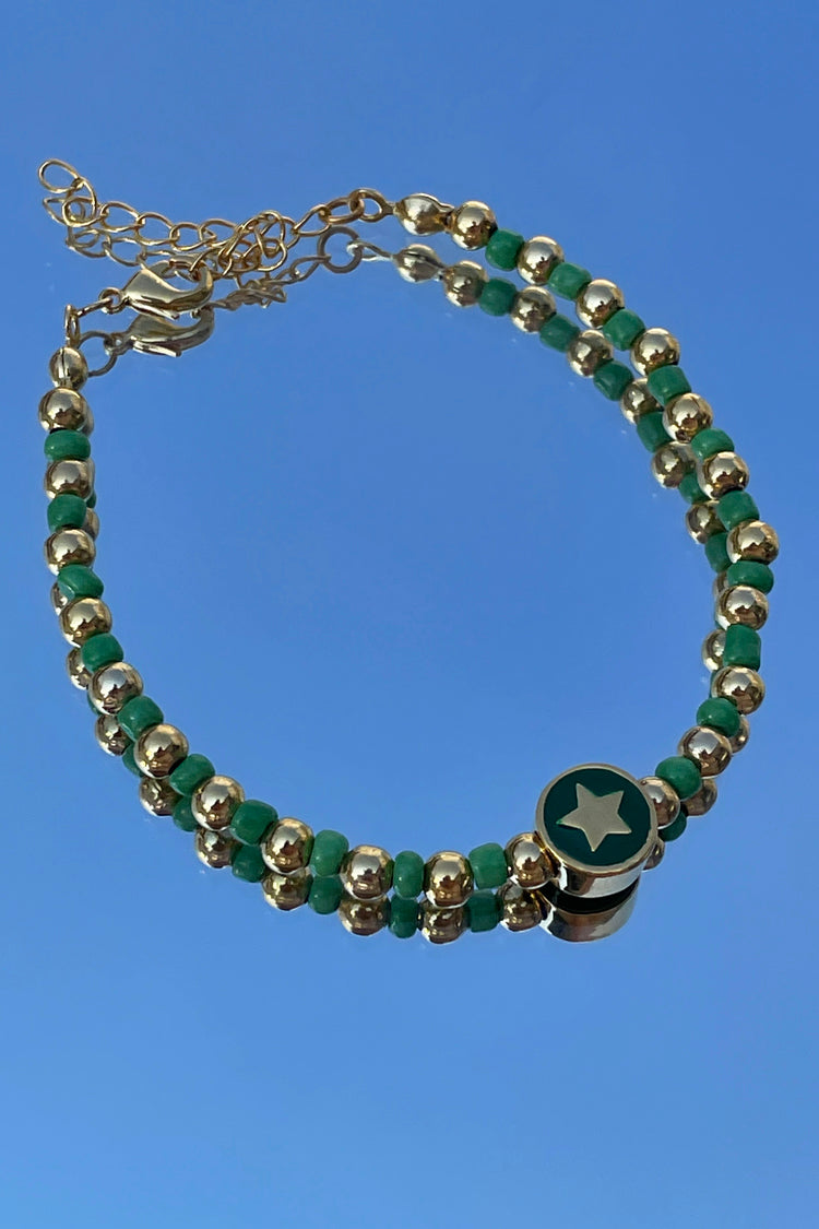 Gold/Green Star Lucky Bracelet